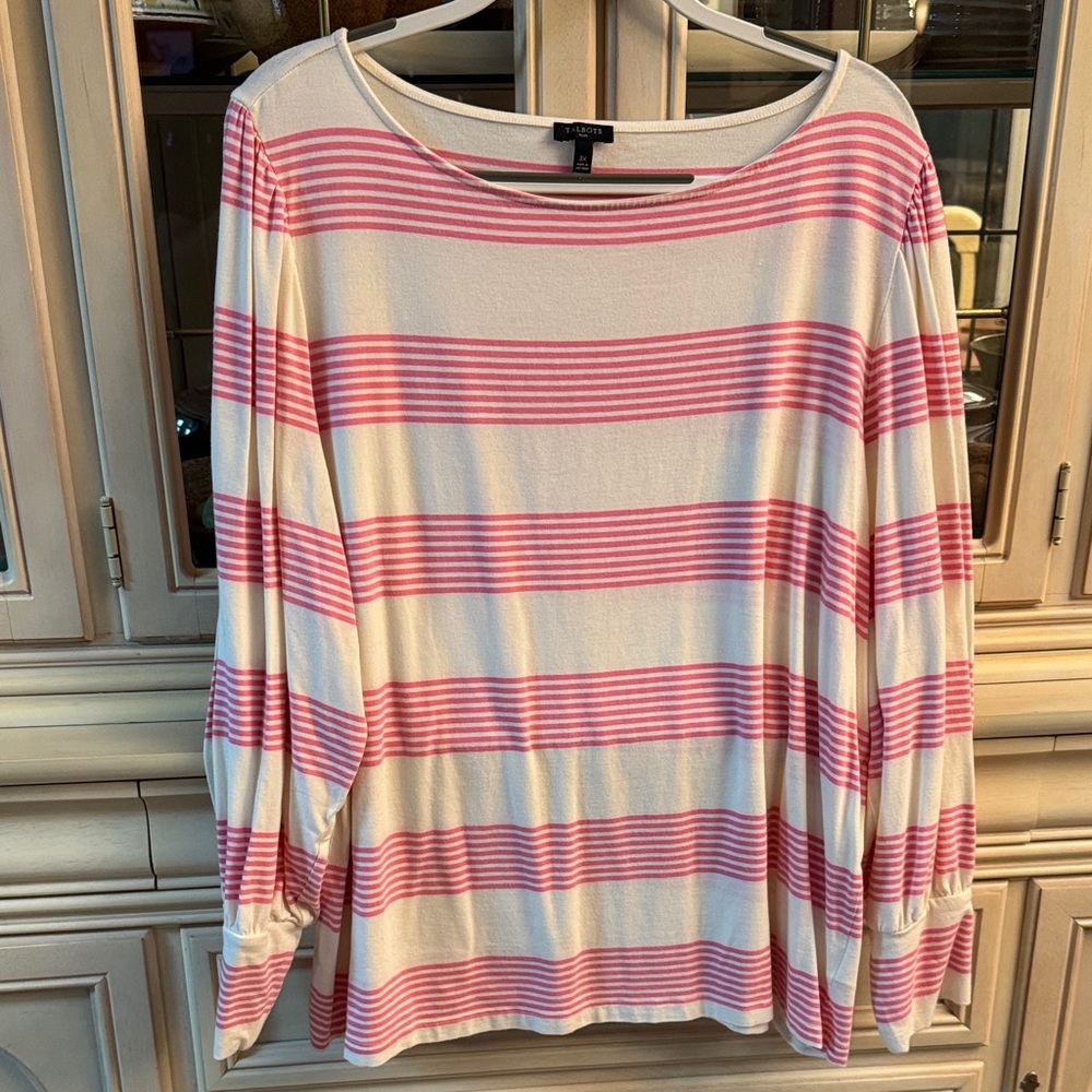 Talbots Pink and Cream Striped Blouse
